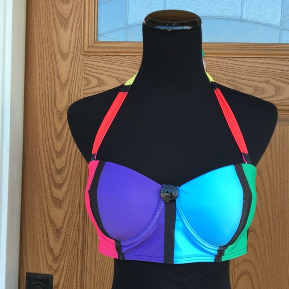 Modcloth Other - Rare* NEW*Modcloth Rainbow Multicolor Swimsuit Top